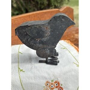 Rustic Galvanized Metal Chick  Chicken Sculpture 4" Farmhouse Small Country